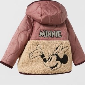 Zara Minnie Mouse Disney Fleece Quilted Jacket NWT SIZE 3-4